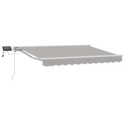 vidaXL Ročno senčilo s LED-ji Svetlo siva 3 x 2,5 m