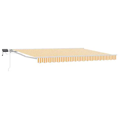 vidaXL Ročno senčilo s LED-ji Rumena in Bela 5 x 3 m