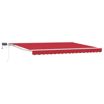 vidaXL Ročno senčilo s LED-ji Rdeča 4 × 3 m Poliester s PU premazom