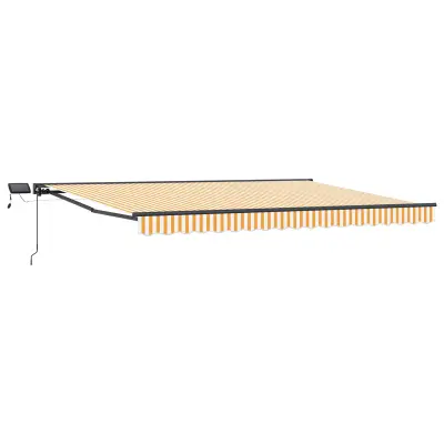 vidaXL Ročno senčilo s LED-ji Rumena in Bela 4 × 3,5 m