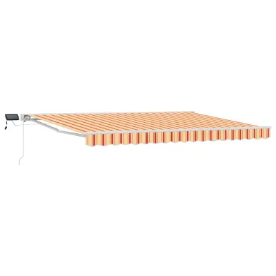 vidaXL Ročno senčilo s LED-ji Rumena in oranžna 5 × 3,5 m