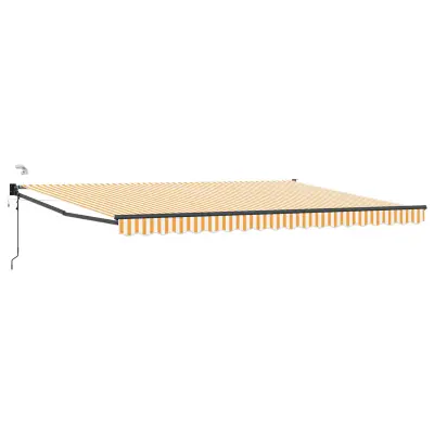 vidaXL Električni zložljiv senčnik Oranžna in bela 4,5 × 3 m