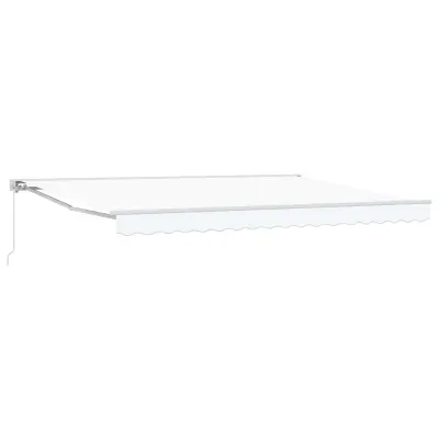 vidaXL Ročno zložljivo senčilo Bela 4 × 3,5 m Poliester s PU premazom