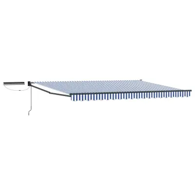 vidaXL Električni zložljiv senčnik Modra in bela 4 × 3 m