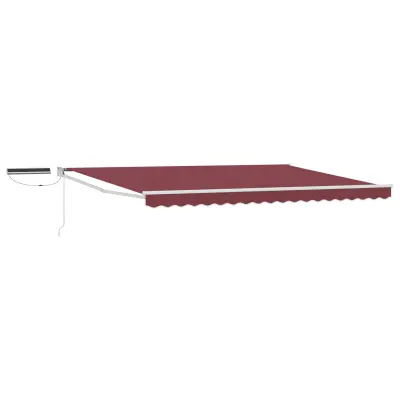 vidaXL Električni zložljiv senčnik Bordo rdeča 5 x 3 m