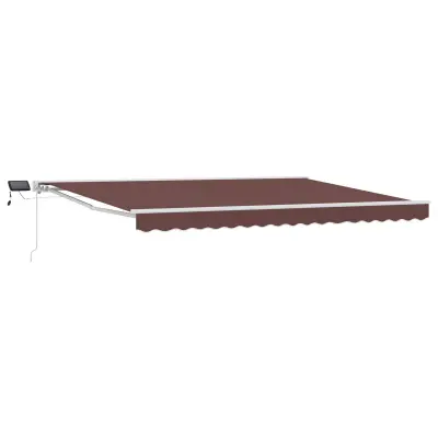 vidaXL Ročno senčilo s LED-ji Rjava 5 x 3 m Poliester s PU premazom