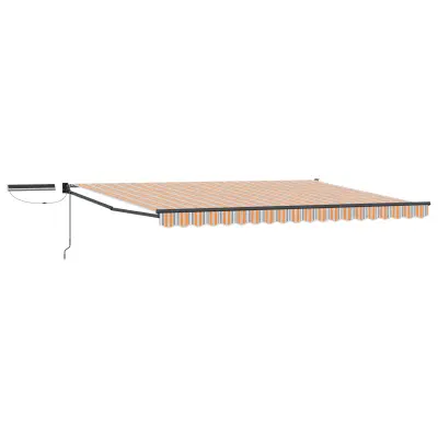 vidaXL Električni zložljiv senčnik Modra in Oranžna 4,5 × 3 m