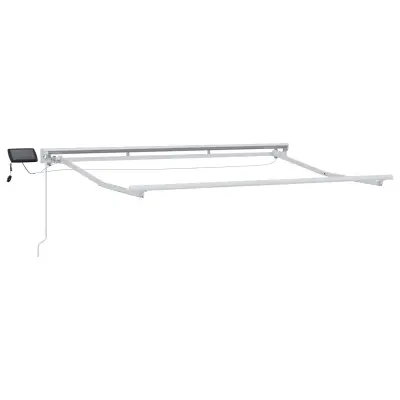 vidaXL Ročno senčilo s LED-ji Bela 3 x 2,5 m Aluminij