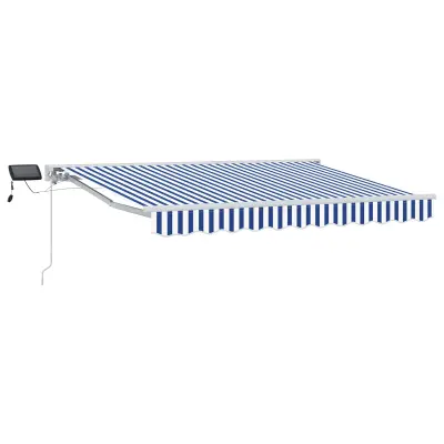 vidaXL Ročno senčilo s LED-ji Modra in bela 3 x 2 m