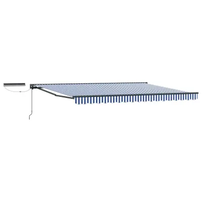 vidaXL Električni zložljiv senčnik Modra in bela 4,5 × 3 m