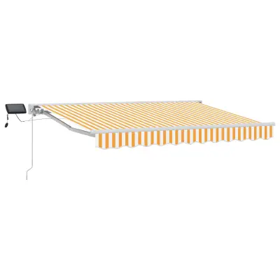 vidaXL Ročno senčilo s LED-ji Rumena in Bela 3,5 x 2 m