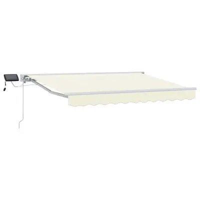 vidaXL Ročno senčilo s LED-ji krema 3,5 x 2,5 m