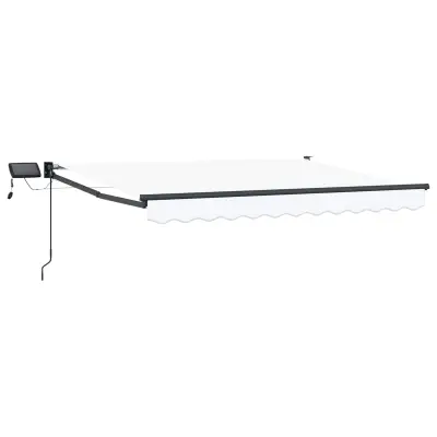 vidaXL Ročna zložljiva senčnica z LED lučmi Bela 3 x 2,5 m