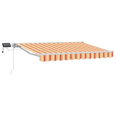 vidaXL Ročno senčilo s LED-ji Rumena in oranžna 3,5 x 2 m