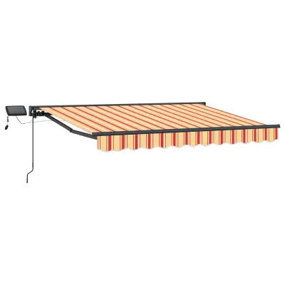 vidaXL Ročno senčilo s LED-ji Rumena in oranžna 3,5 x 2,5 m