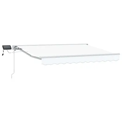 vidaXL Ročno senčilo s LED-ji Bela 3,5 x 2,5 m Poliester s PU premazom