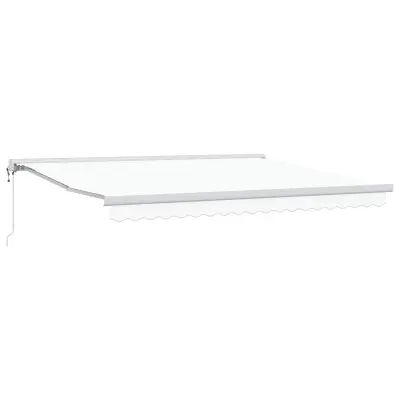 vidaXL Retraktilna tenda Bela 400 × 300 cm Tkanina in kovina