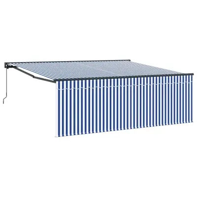 vidaXL Retraktilna tenda Modra in bela 400 × 300 cm