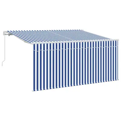 vidaXL Retraktilna tenda Modra in bela 300 x 200 cm