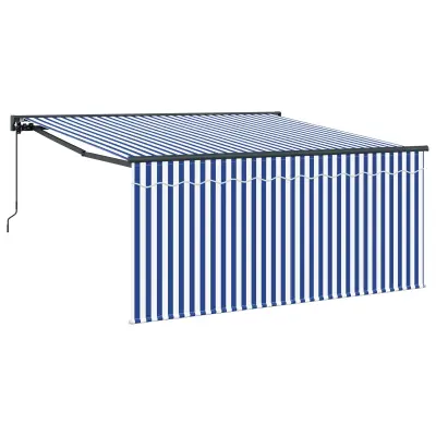 vidaXL Retraktilna tenda Modra in bela 300 x 250 cm