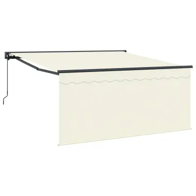 vidaXL Retraktilna tenda krema 350 x 250 cm Poliester in aluminij