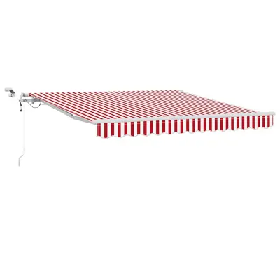 vidaXL Retraktilna tenda z LED lučmi Rdeča in bela 350 x 250 cm