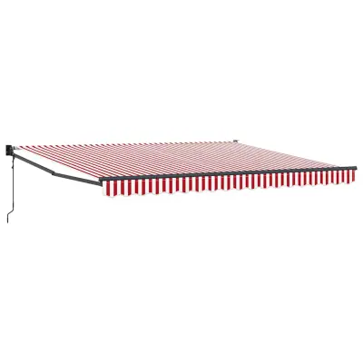 vidaXL Retraktilna tenda Rdeča in bela 400 × 300 cm