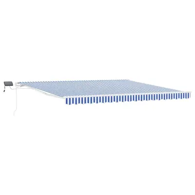 vidaXL Retraktilna tenda z LED lučmi Modra in bela 450 × 300 cm