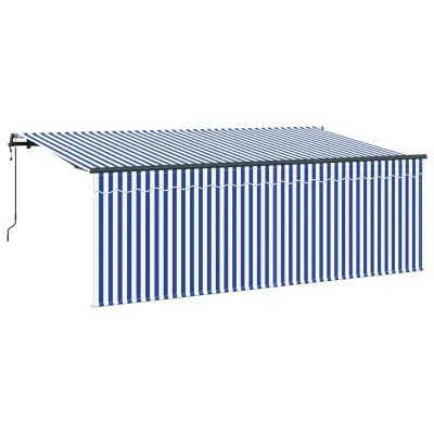 vidaXL Retraktilna tenda Modra in bela 350 x 200 cm