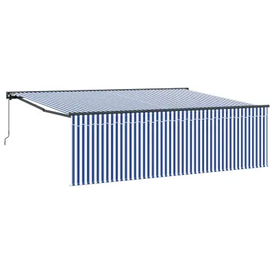 vidaXL Retraktilna tenda Modra in bela 400 × 300 cm