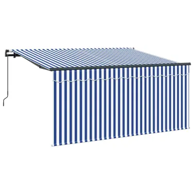 vidaXL Retraktilna tenda Modra in bela 300 x 200 cm