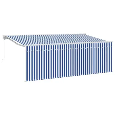 vidaXL Retraktilna tenda Modra in bela 400 x 200 cm