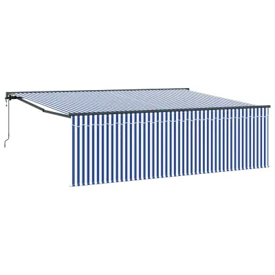 vidaXL Retraktilna tenda Modra in bela 400 × 300 cm