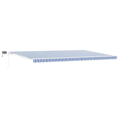 vidaXL Retraktilna tenda z LED lučmi Modra in bela 600 × 300 cm