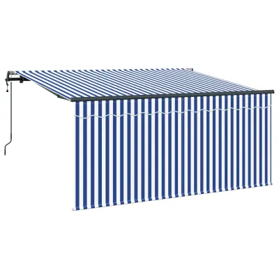 vidaXL Retraktilna tenda Modra in bela 300 x 200 cm
