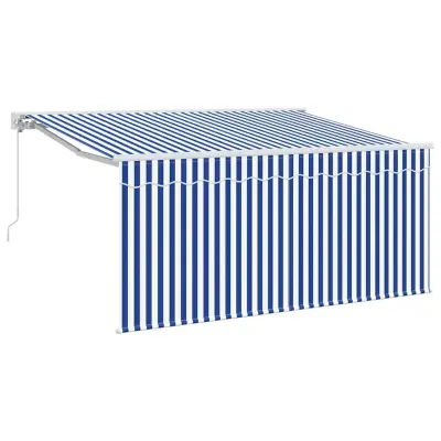 vidaXL Retraktilna tenda Modra in bela 300 x 200 cm