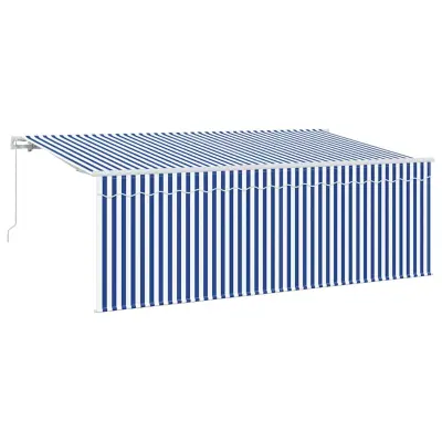 vidaXL Retraktilna tenda Črtasto Modra 350 x 200 cm blago