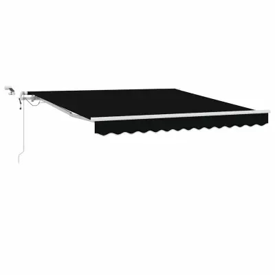 vidaXL Retraktilna tenda Črna 350 x 250 cm Poliester in kovina
