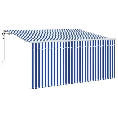 vidaXL Retraktilna tenda Modra in bela 300 x 200 cm