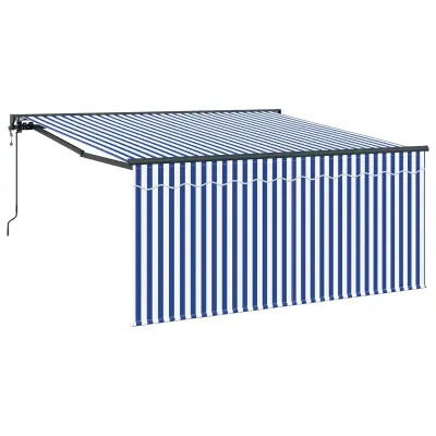 vidaXL Retraktilna tenda Modra in bela 350 x 250 cm