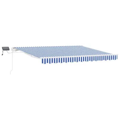 vidaXL Retraktilna tenda z LED lučmi Modra in bela 350 x 250 cm