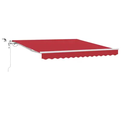 vidaXL Retraktilna tenda Rdeča 350 x 250 cm Poliester in kovina