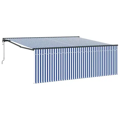 vidaXL Retraktilna tenda Modra in bela 400 × 300 cm