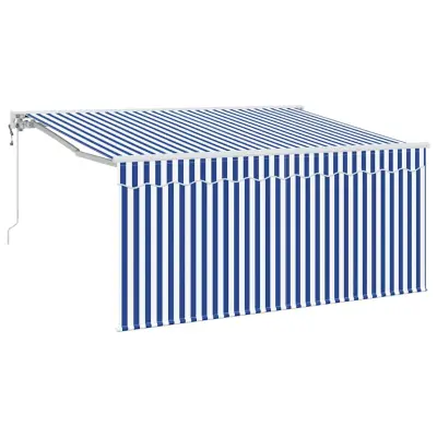 vidaXL Retraktilna tenda Modra in bela 300 x 200 cm