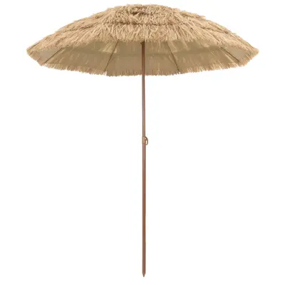 vidaXL Plažni dežnik Naravna 160 x 160 x 196 cm Poliester in jeklo