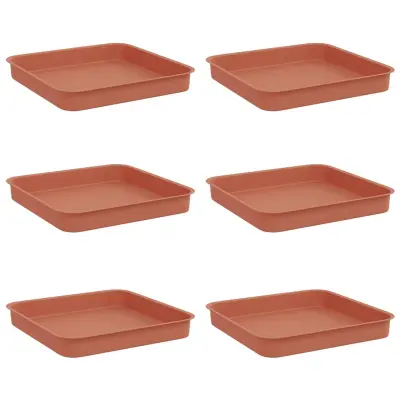 vidaXL Kvadraten cvetlični pladenj 6 pcs Kamnito rdeča 15 x 15 x 2 cm