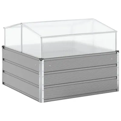 vidaXL Cvetlično korito Svetlo siva 100 x 100 x 77 cm Cinkana jeklena