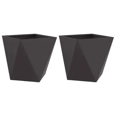 vidaXL Cvetlično korito 2 pcs Črna 40 x 40 x 40 cm Jeklo