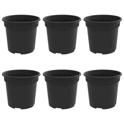 vidaXL Okrogli cvetlični lonec 6 pcs Črna Ø 15 x 12 cm Plastika