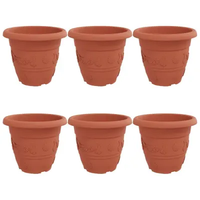 vidaXL Okrogli cvetlični lonec 6 pcs Kamnito rdeča Ø 39 x 32 cm